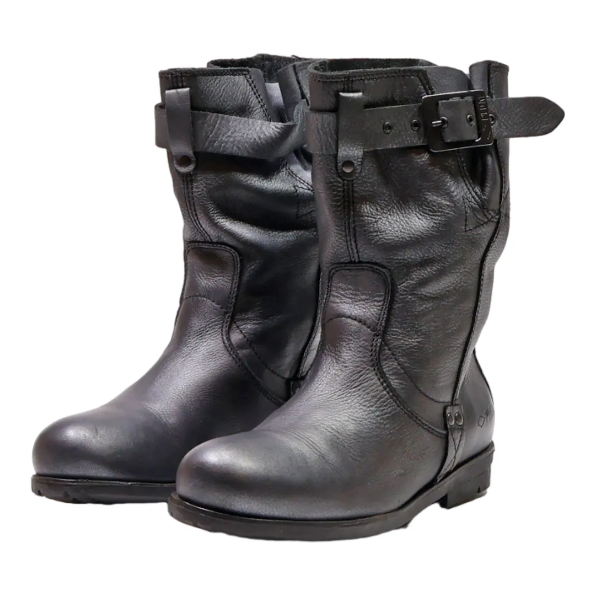 PALLADIUM Biker Boots Black Leather Womens UK 4