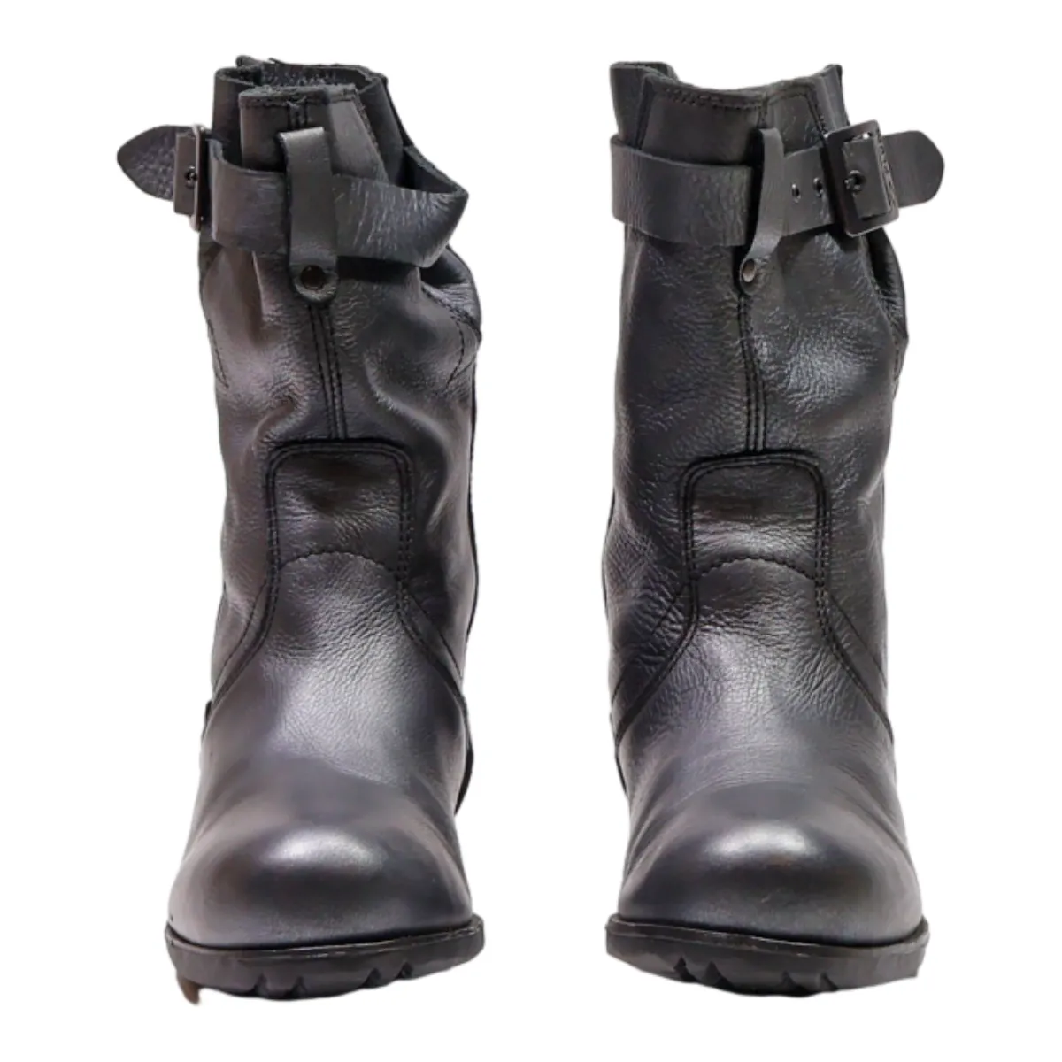 PALLADIUM Biker Boots Black Leather Womens UK 4