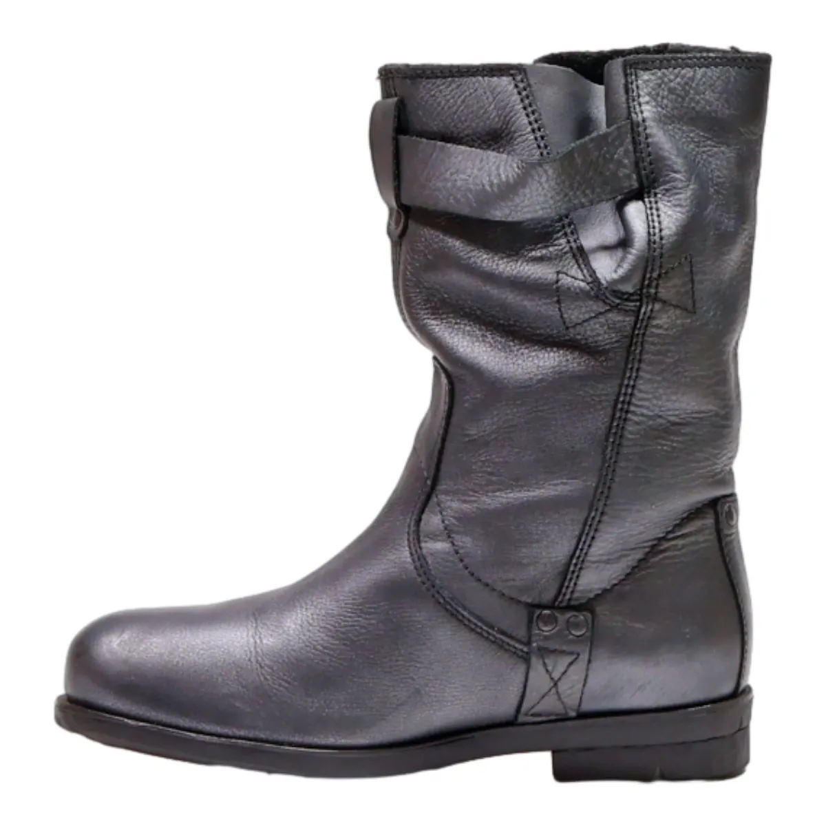 PALLADIUM Biker Boots Black Leather Womens UK 4