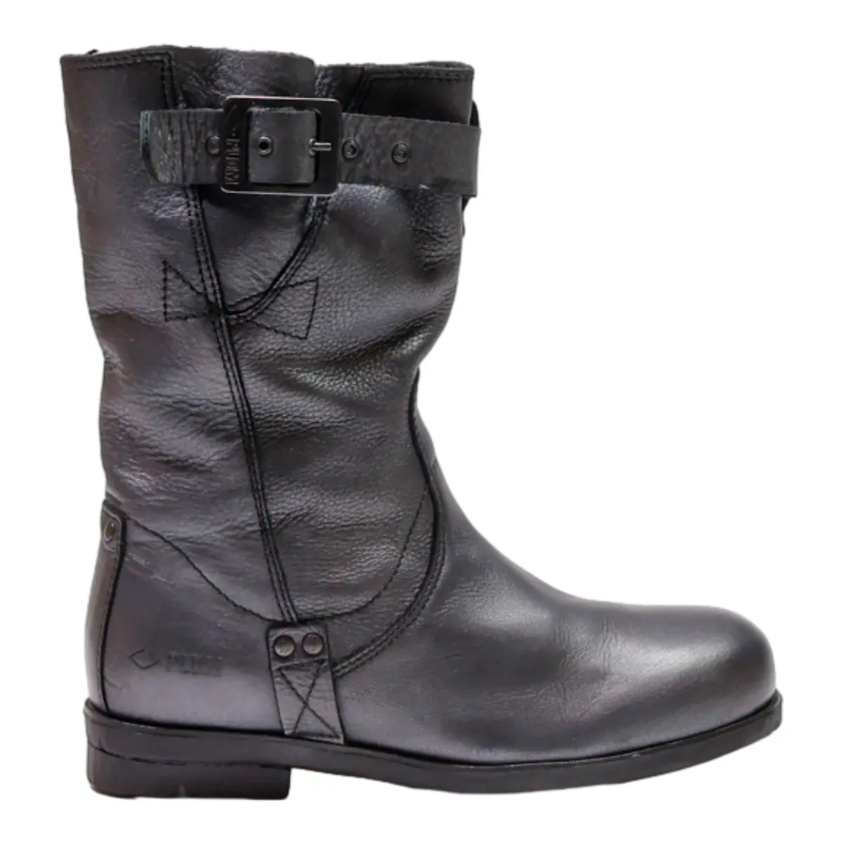 PALLADIUM Biker Boots Black Leather Womens UK 4