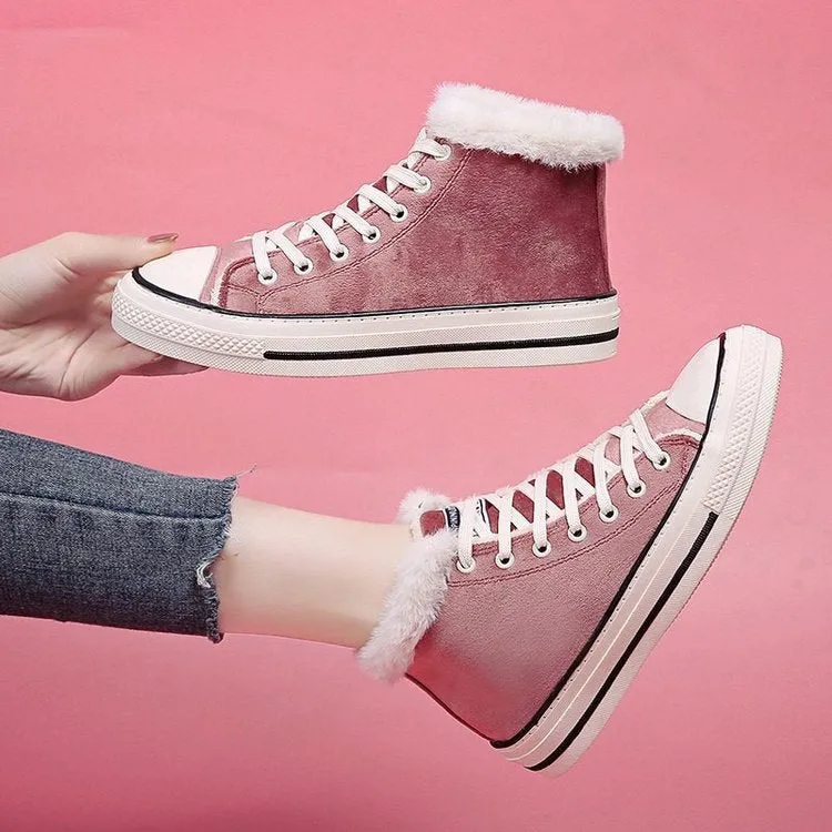 Sponge Cake Thick Bottom Korean Version Plus Velvet Thick Leopard Print Women's Sneakers
