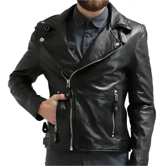 Stylish Black Leather Motorcycle Jacket – Hot & Trendy Biker Look