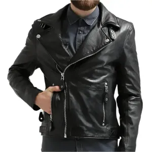 Stylish Black Leather Motorcycle Jacket – Hot & Trendy Biker Look