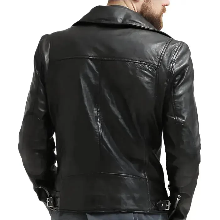 Stylish Black Leather Motorcycle Jacket – Hot & Trendy Biker Look