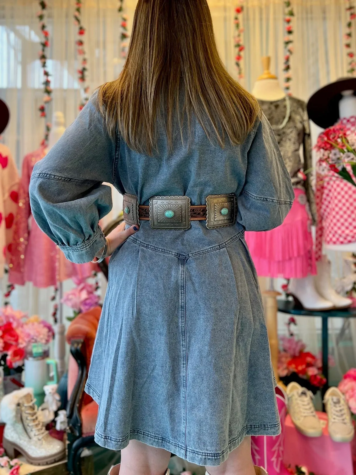 Sweetheart in Denim Dress