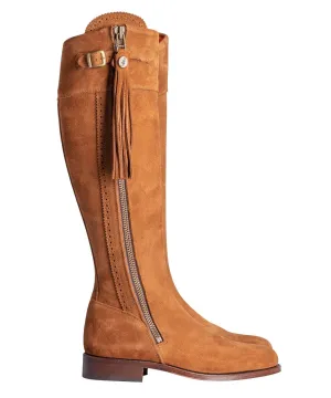 Tall Spanish Riding Boots - Camel Suede