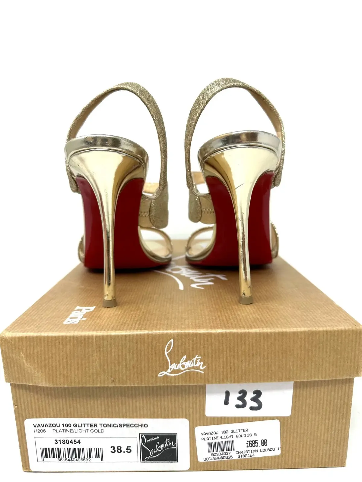 Vavazou 100 Glitter Tonic/Specchio Platine Light Gold Strappy Heels Sandals 38.5 UK 5.5