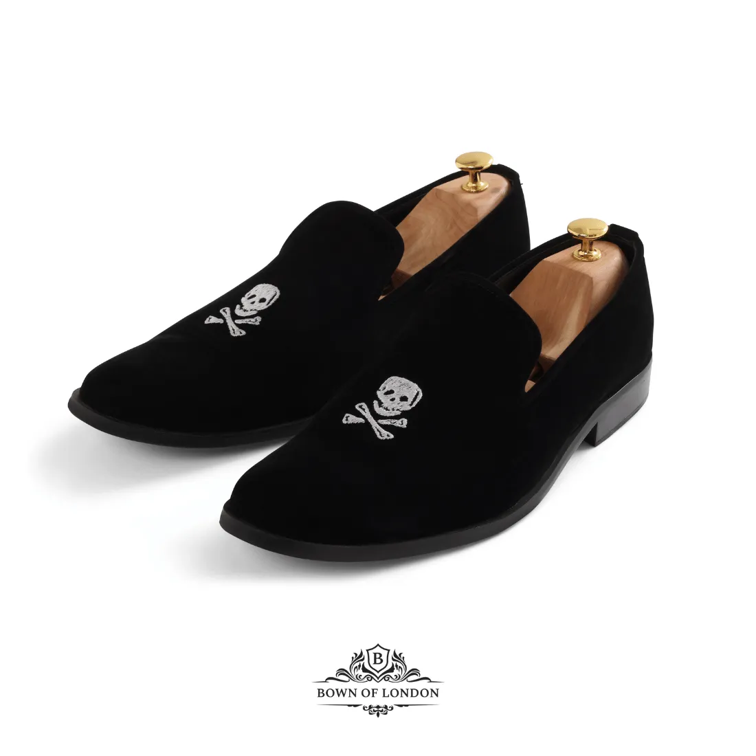 Velvet Loafer/Slipper Shoe - Skull