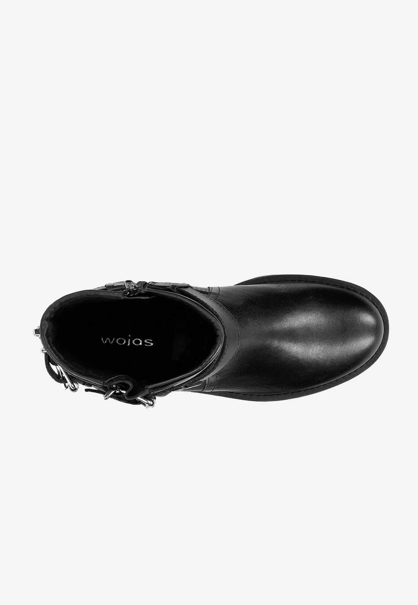 Wojas Black Leather Biker Boots with Silver Buckles | 5523851