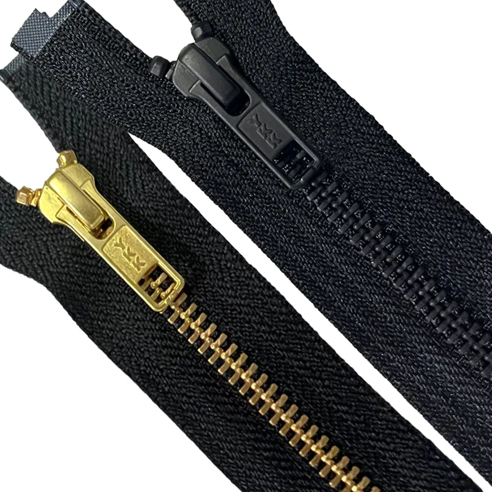 YKK #5 Matte Black/Gold Teeth Premium Two Way Metal Zipper for Jackets