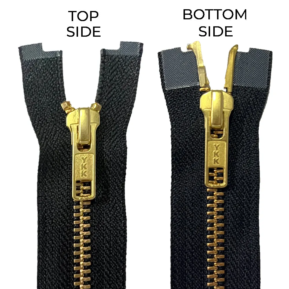 YKK #5 Matte Black/Gold Teeth Premium Two Way Metal Zipper for Jackets